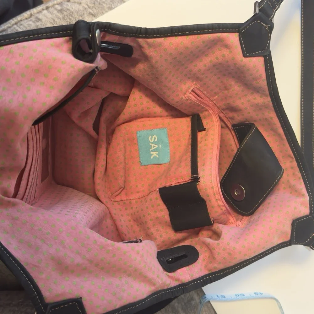 The Sak Crochet Black Hobo Shoulder Bag Everyday Work‎ Casual Wear